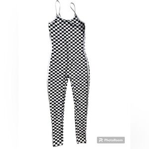 Akira Checkered Fitted Jumpsuit Size Small
